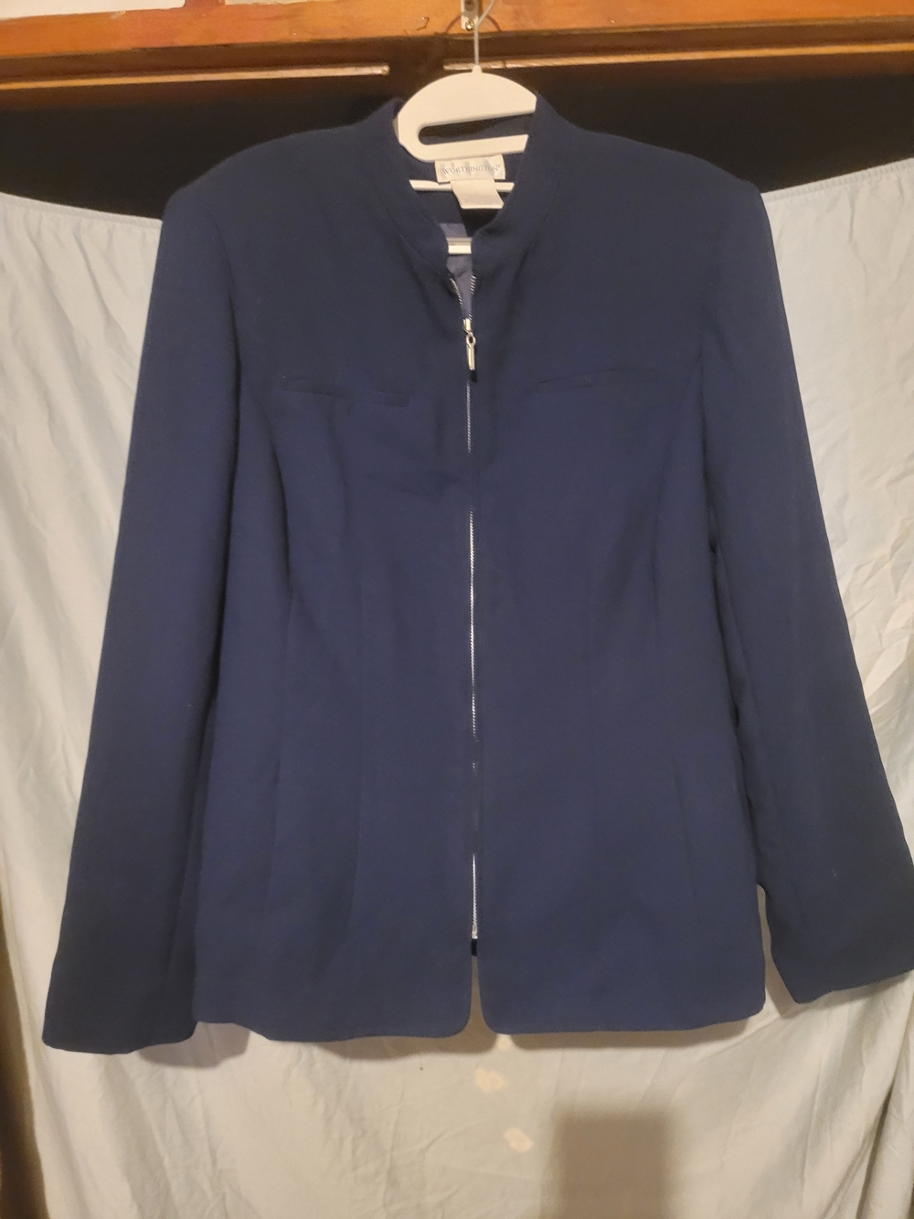 Worthington Navy Zip-Front Women's Blazer